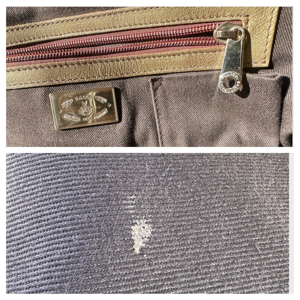 BALLY Lailan Metallic Gold Leather Satchel Made In Italy - Picture 11 of 13